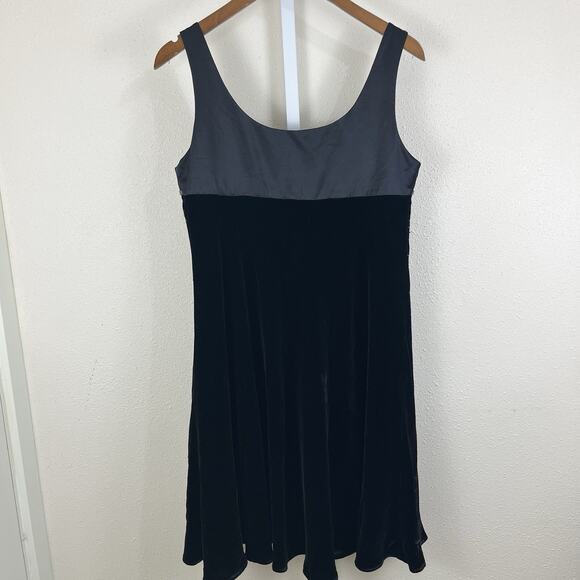 Nine West Beaded Silk Velvet Babydoll Dress Womens Size 8 Black 90s Witch - Picture 3 of 5